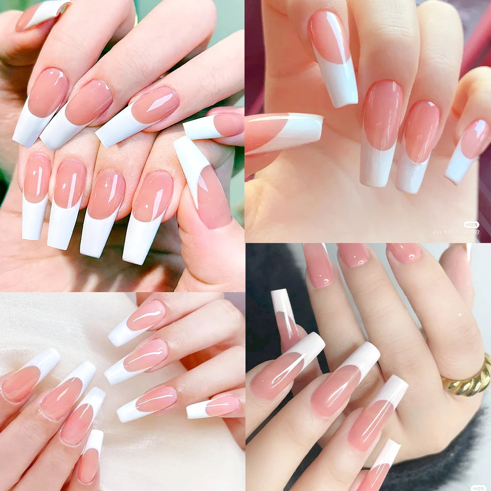 Glossy Pink French Nails