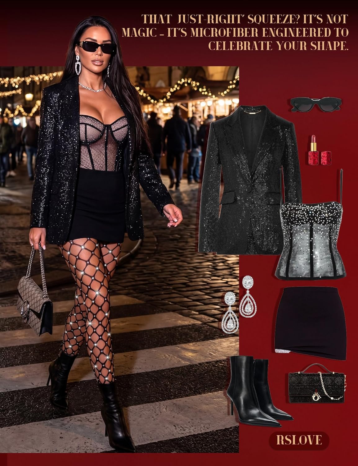 Sparkle Fishnet Rhinestone Tights