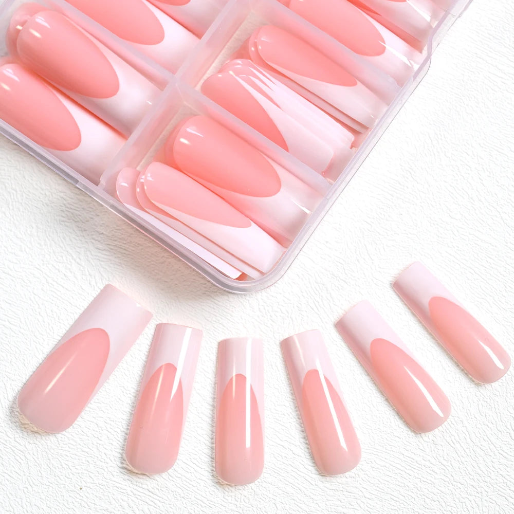 Glossy Pink French Nails